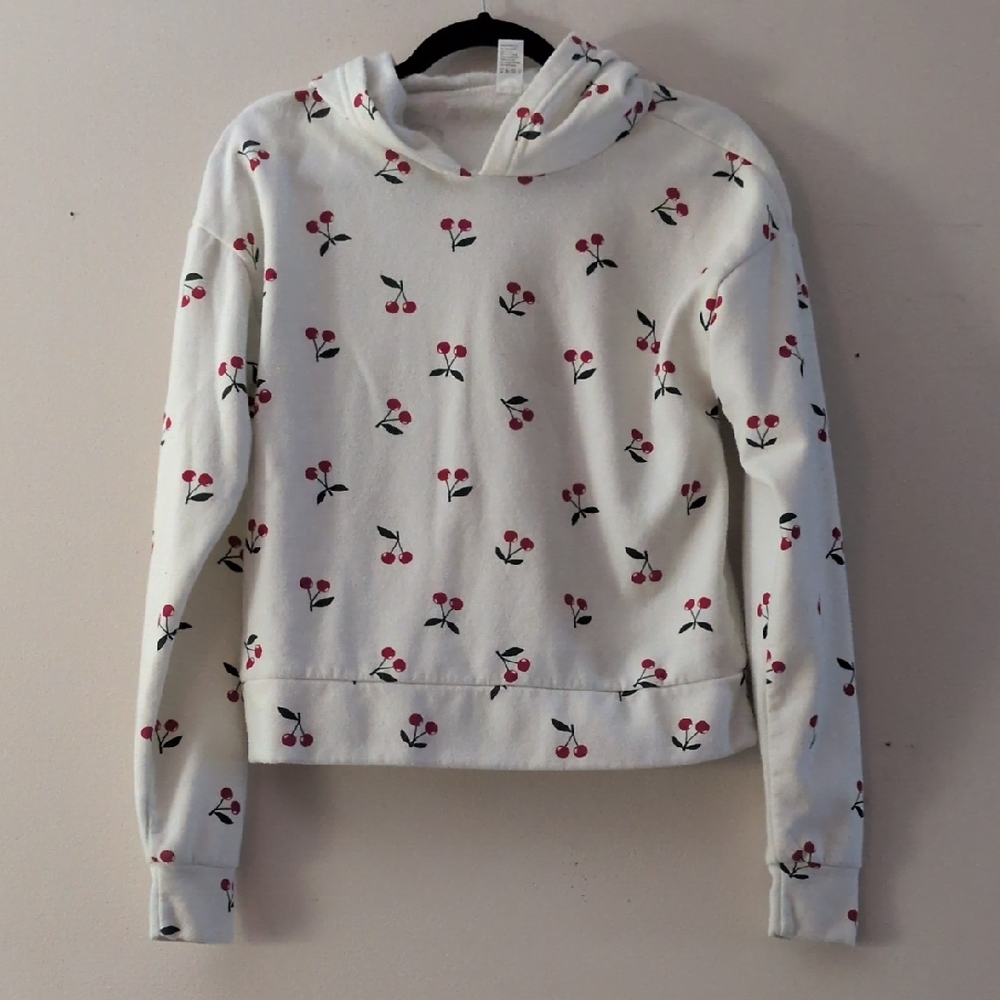 Cherry Print White Hoodie